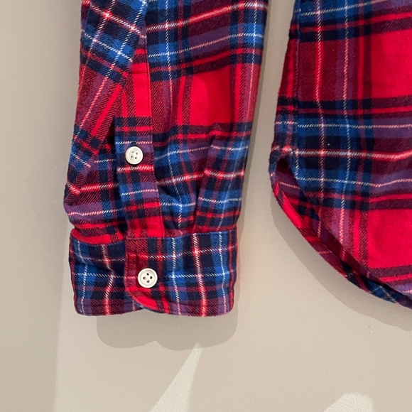 J.Crew Mercantile Women's Half Zip Pullover Shirt Red Blue Plaid  Flannel size M - Picture 7 of 11